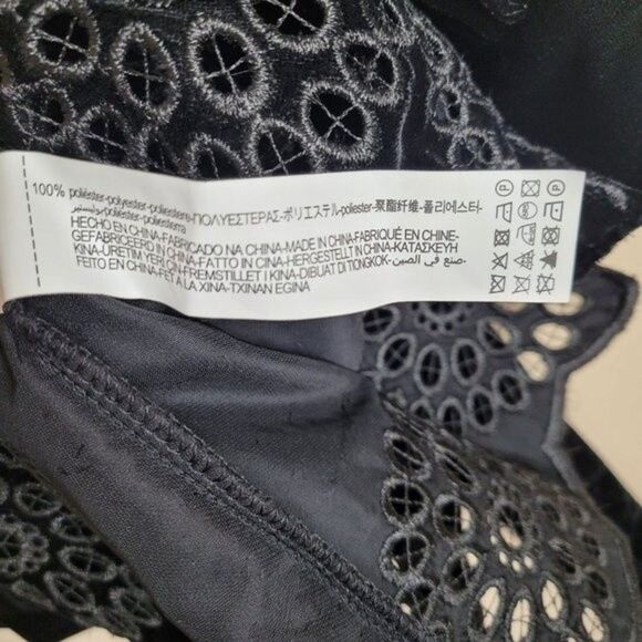Zara Black Velvet Embroidery Mini Dress Long Sleeve Size XS NWT - Picture 12 of 16